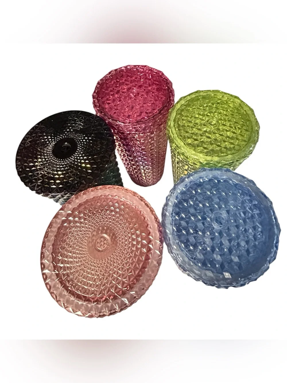 Bundle set of 5 Iridescent Textured Tumbler with Lid - Stylish Home Accent